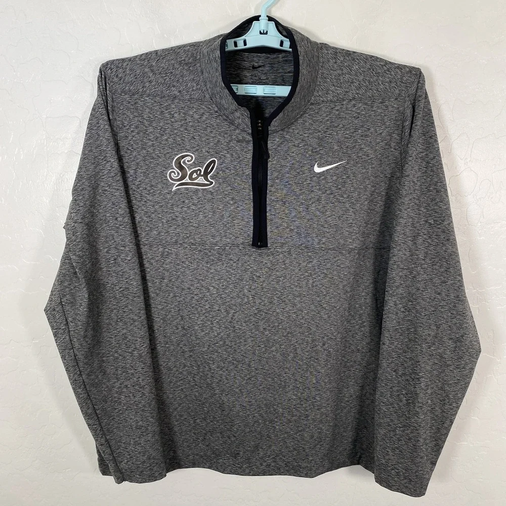 Nike Sol 1/4 Zip Pullover Mens XL Gray Long Sleeve Dri-FIT Athletic Track Shirt